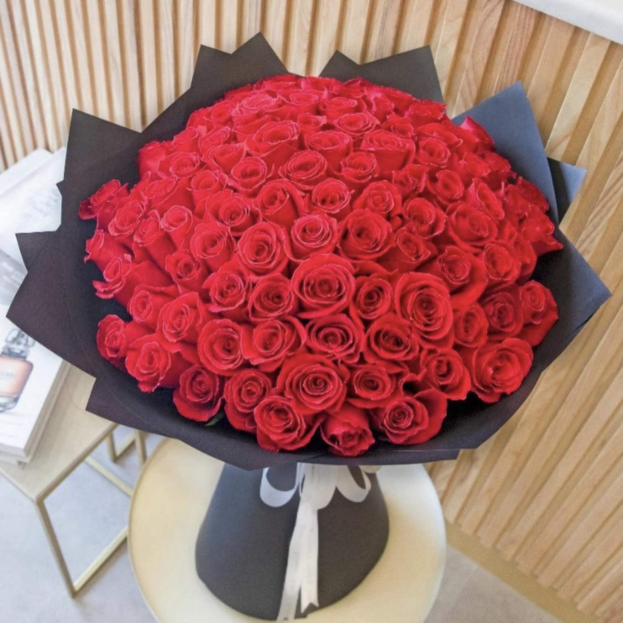 Hand-tied Signature Bouquet 100 Red Roses