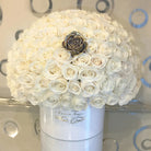 White Roses Signature Box with Gold Rose