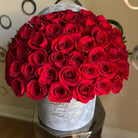 Luxury Gray Velvet Signature Box Red Roses