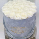 Everlasting Roses Gray Velvet Signature Box - White