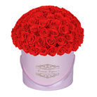 100 Red Everlasting Roses - Pink Signature Box
