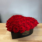 Heart-shaped box with 50 Everlasting Roses